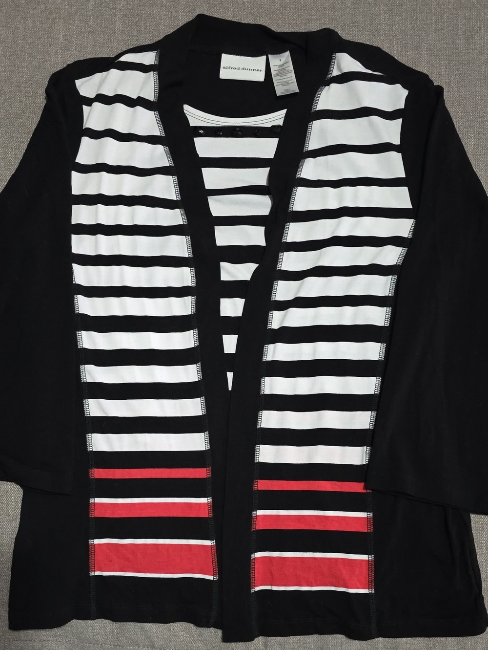 Alfred Dunner 3/4 Sleeve Attached Cardigan & Tank Top S